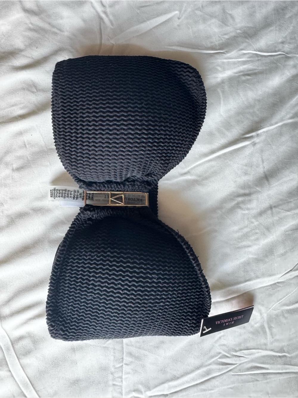 Victoria's Secret Black Textured Bandeau Swim Top